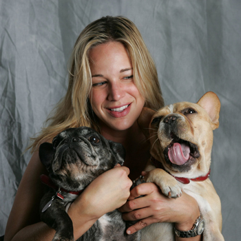 Patty Khuly Holding Two French Bulldogs Patty Khuly Holding Two French Bulldogs
